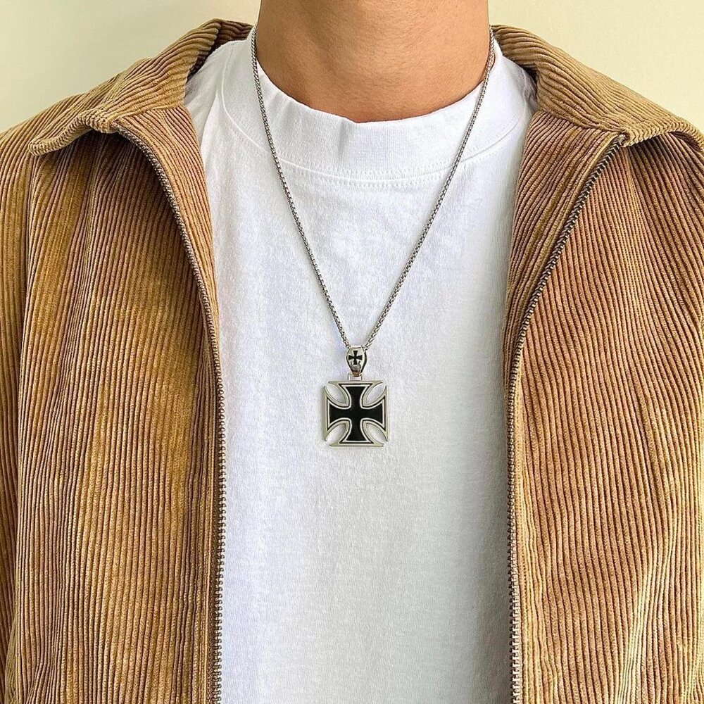 vintage west coast choppers silver cross pendant chain necklace
